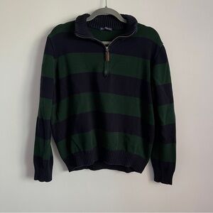 Brandy Melville Navy Blue and Green Quarter Zip Sweatshirt-One Size